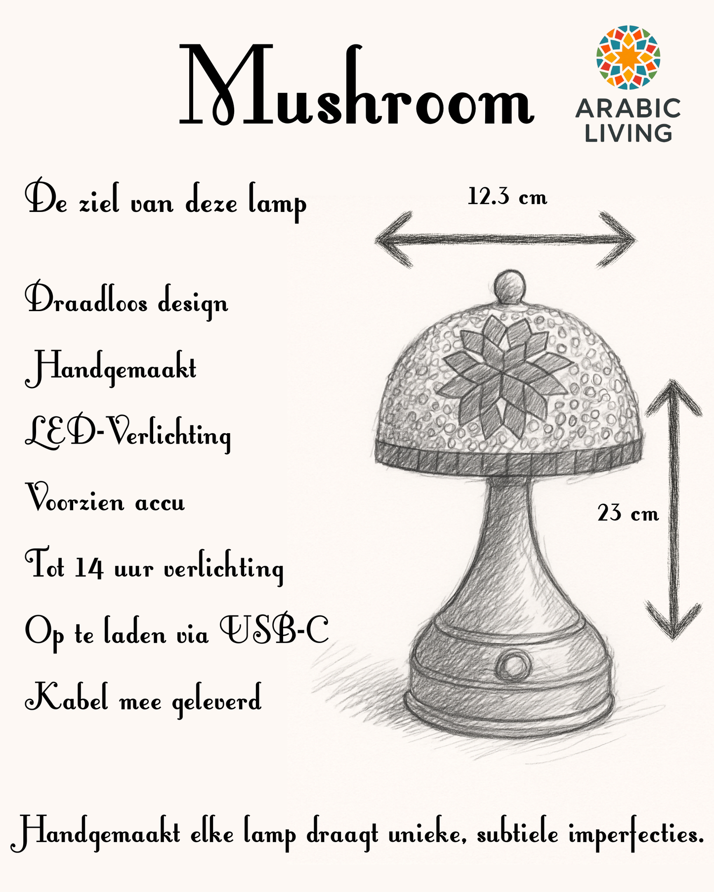 Tafellamp mushroom LED mozaieklamp oosters design 21 cm – Groen