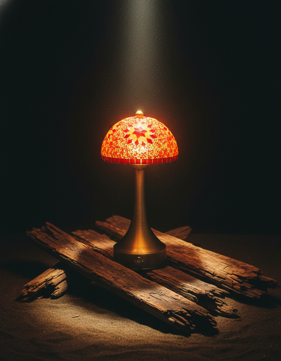 Tafellamp Parasol LED mozaieklamp oosters design 34 cm - Rood