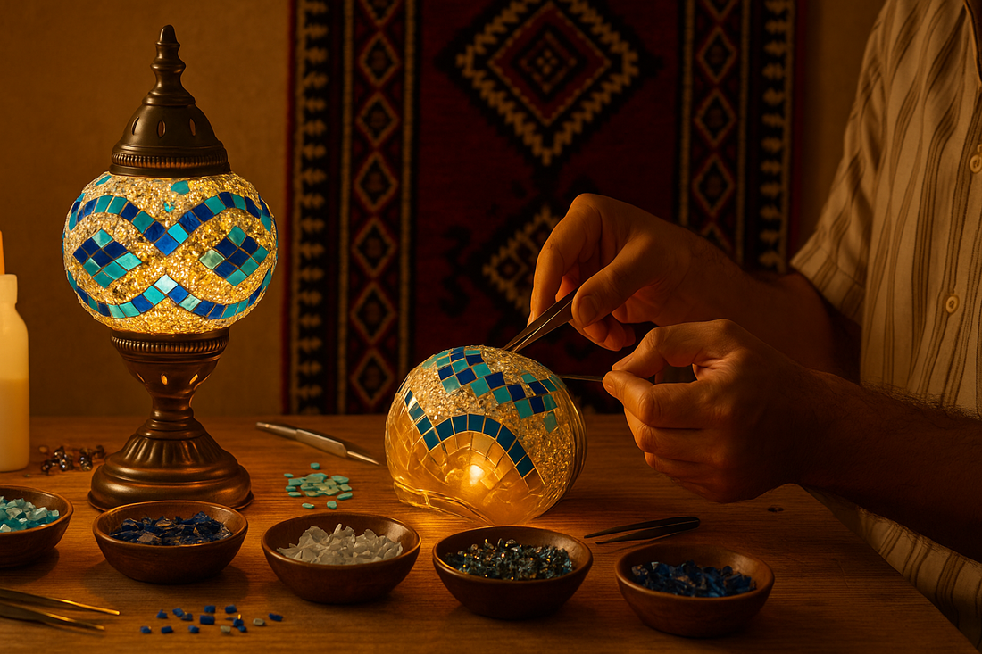 Hoe wordt een mozaïeklamp gemaakt?