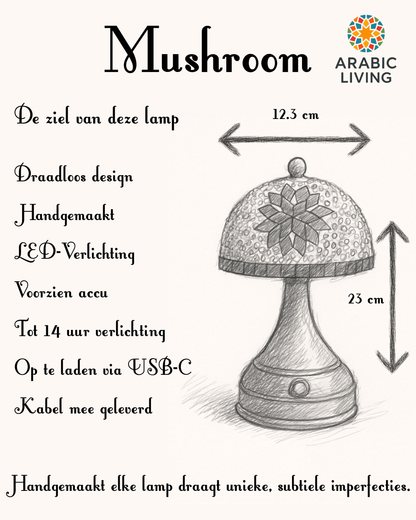 Tafellamp mushroom LED mozaieklamp Oosters design 21 cm – Disco