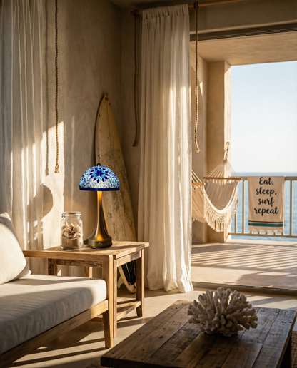 Tafellamp Parasol LED mozaieklamp oosters design 34 cm - Blauw