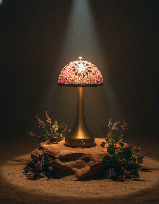 Tafellamp Parasol LED mozaieklamp oosters design 34 cm - Roze