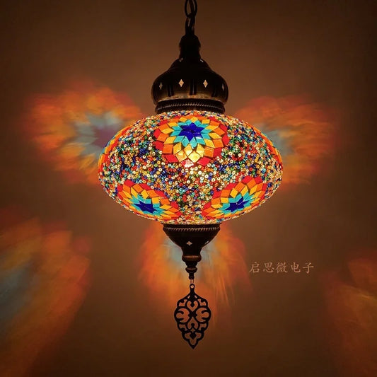 2021 Newest 25cm Dia Mediterranean style Art Deco Turkish Mosaic Pendant Lamp Handcrafted mosaic Glass romantic pendant light