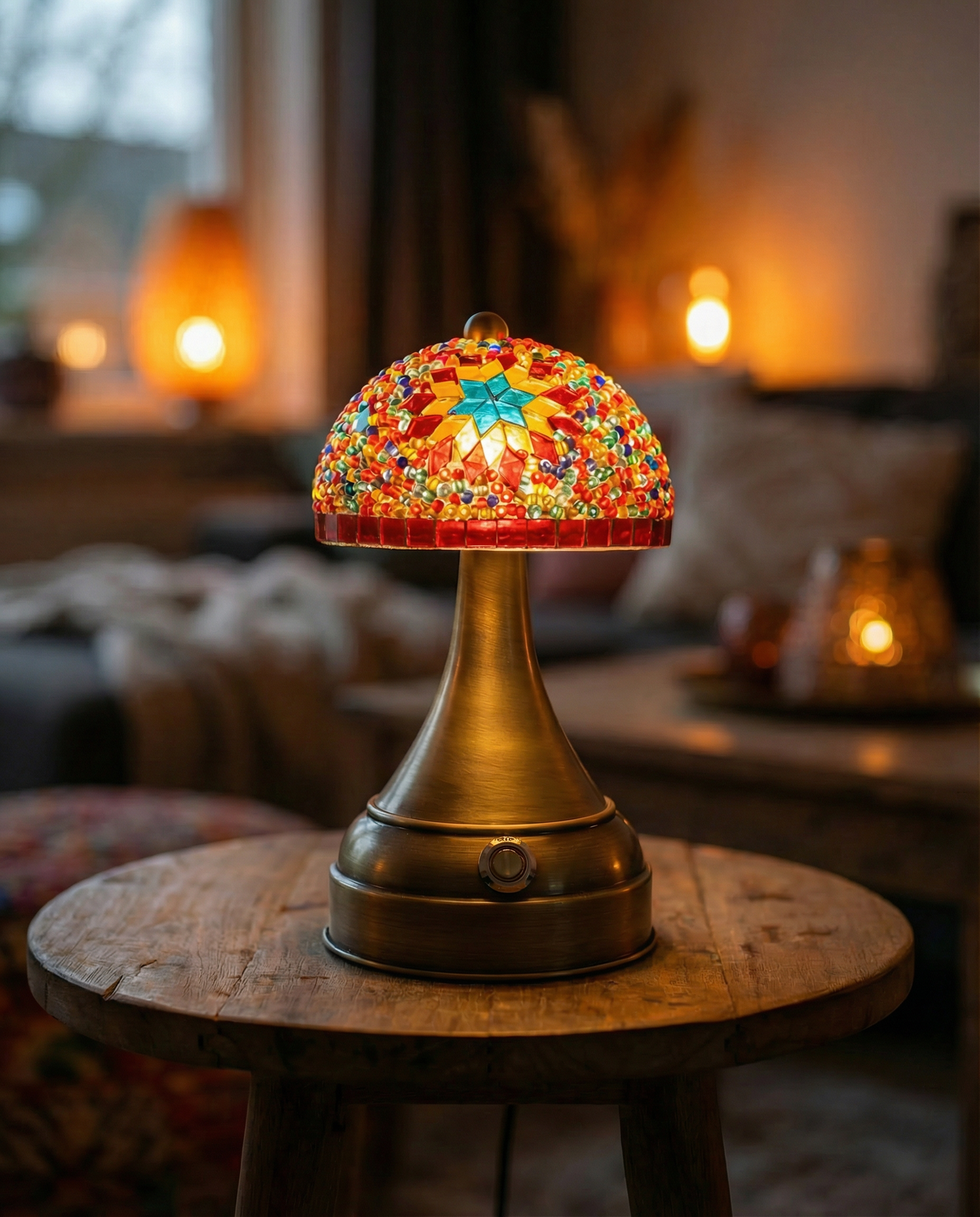 Handgemaakte Mushroom mozaiek-lamp mix multicolor oplaadbaar draadloos - Arabic Living