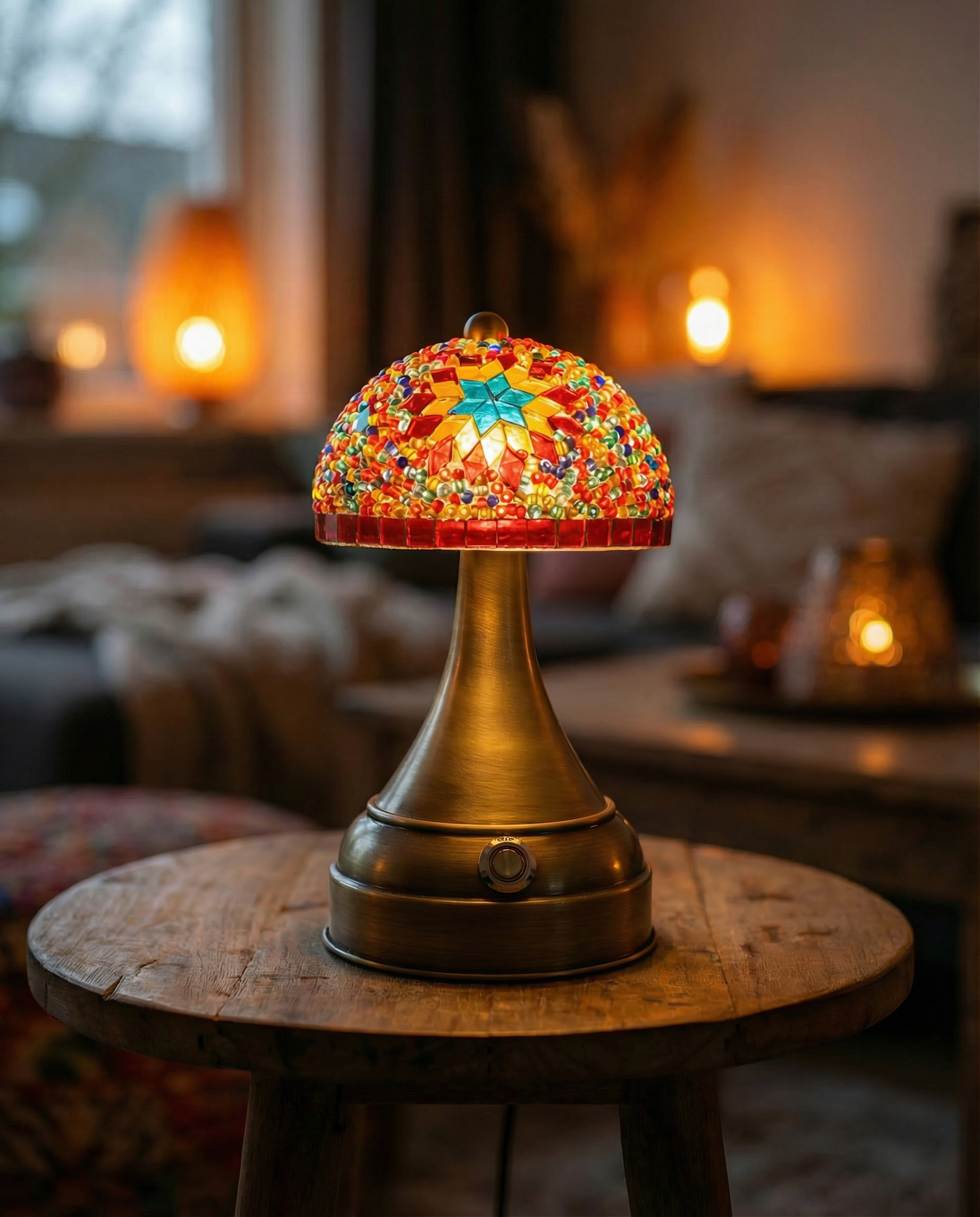Handgemaakte Mushroom mozaiek-lamp mix multicolor oplaadbaar draadloos - Arabic Living