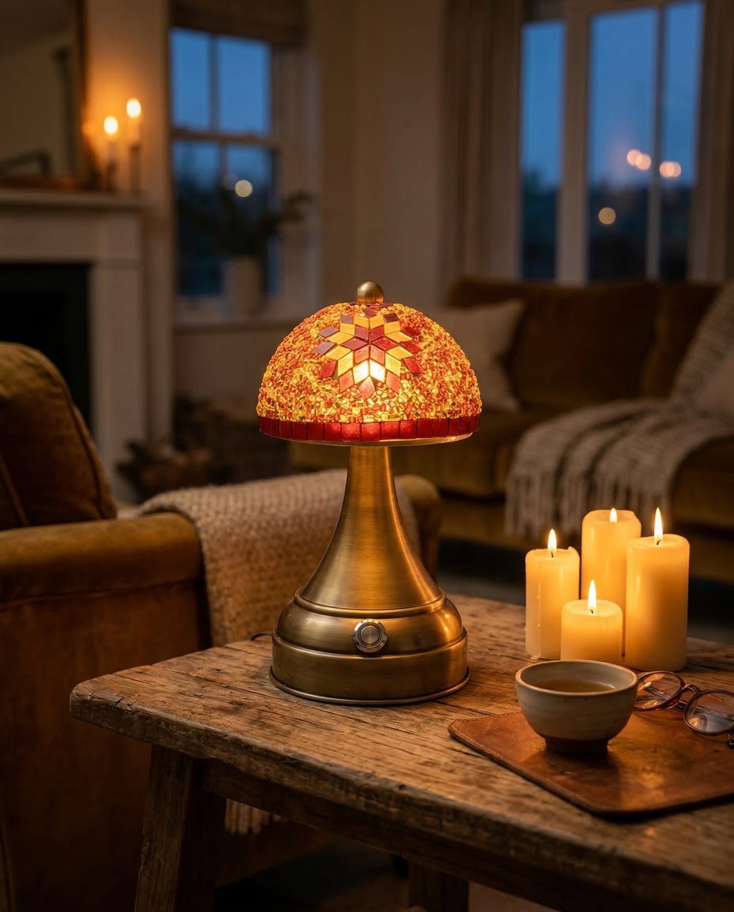 Handgemaakte rode Mushroom mozaiek-lamp oplaadbaar draadloos - Arabic Living