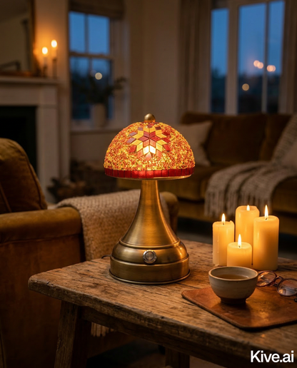 Handgemaakte rode Mushroom mozaiek-lamp oplaadbaar draadloos - Arabic Living