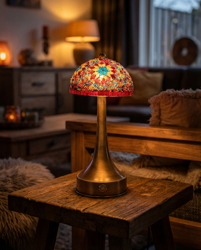 Handgemaakte Parasol mozaiek-lamp mix multicolor oplaadbaar draadloos - Arabic Living