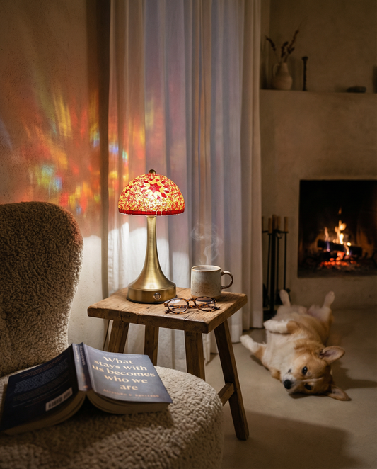 Tafellamp Grand Glow LED mozaieklamp oosters design 34 cm hoog rood