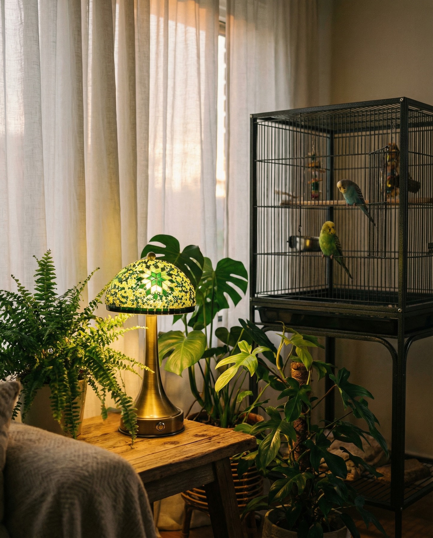 Tafellamp Parasol LED mozaieklamp oosters design 34 cm - Groen